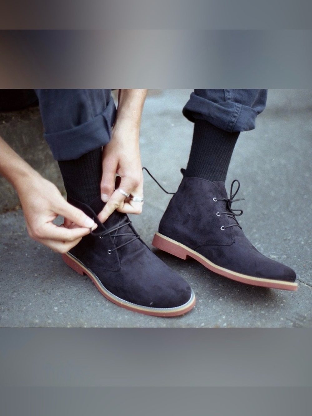 Good Guys don’t wear leather vegan suede chukka AYITA 2 desert black boots sz 10